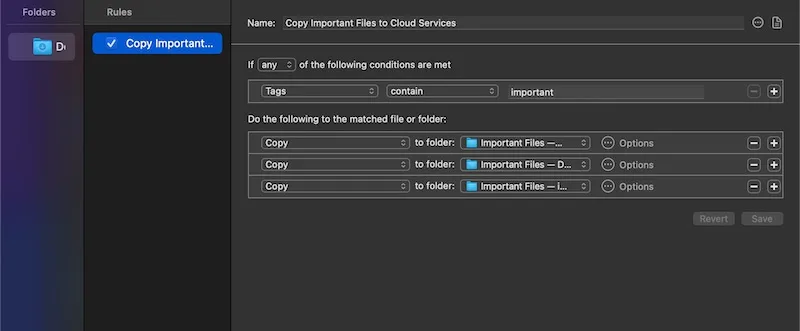 screenshot of a rule configuration for the hazel app